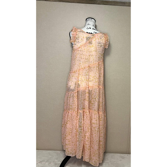 Hatch Womens Apricot Maternity Anaelle Silk Dress Sz 2 Ruffle SleeveAsymmetrical - Picture 8 of 13